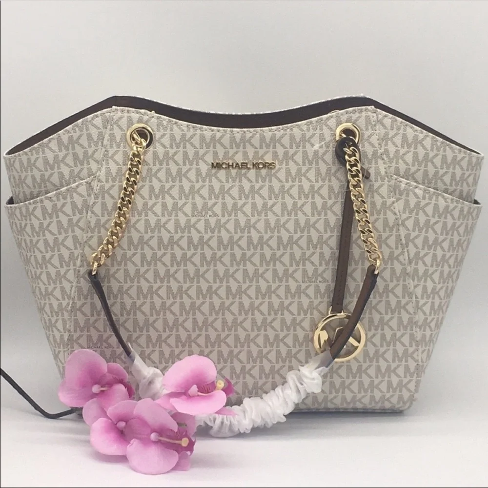 MICHAEL KORS LG CHAIN SHOULDER TOTE VANILLA